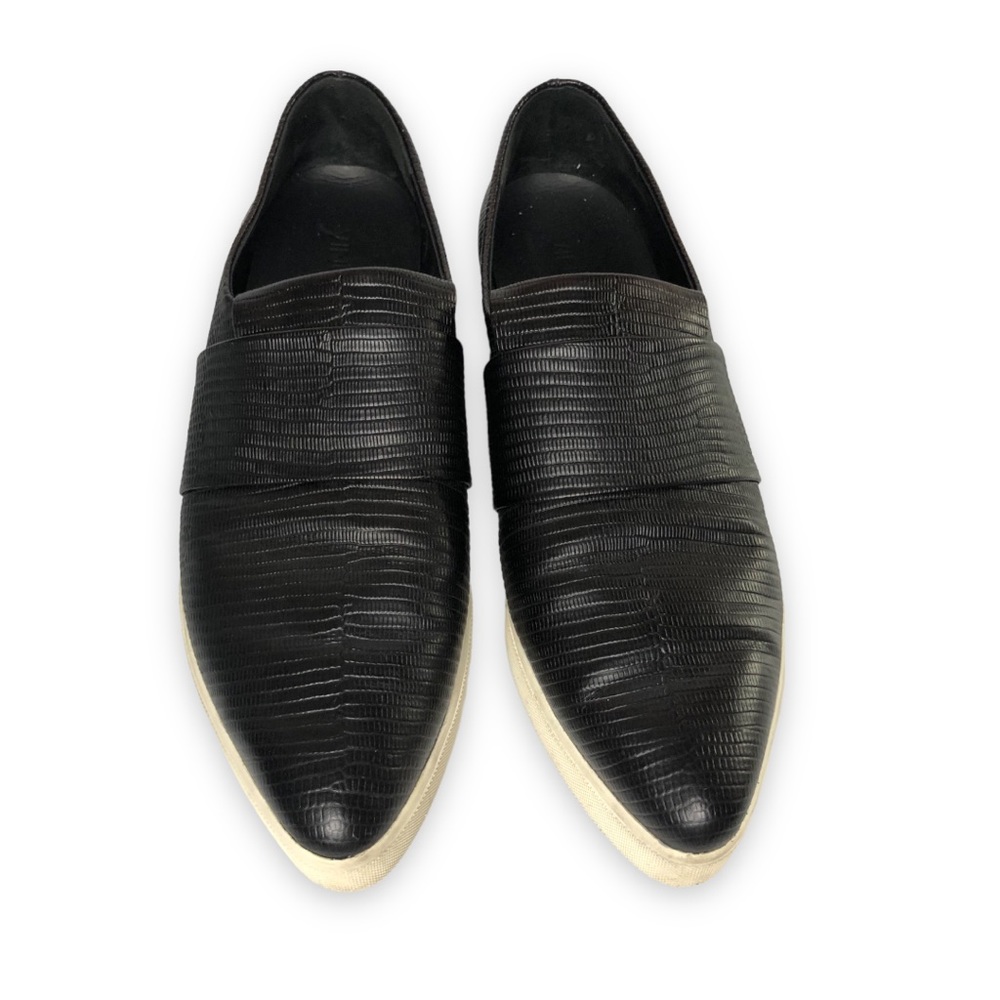 Vince Women’s Snake Print Slip on Leather Sneakers Point Toe Black Size 9.5